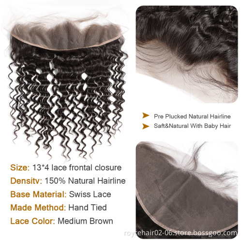 Virgin Hair Weave Bundles And Wigs Vendor, 100% Mink Brazilian Deep Wave Curly Human Hair Extension Bundle With Lace Closure